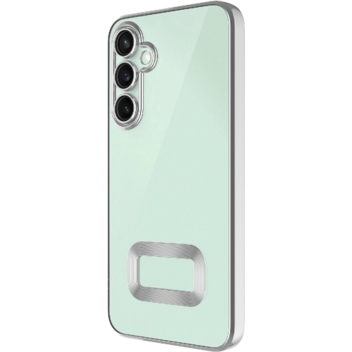 Samsung Galaxy A36 Kılıf Kamera Lens Korumalı Şeffaf Renkli Logo Gösteren Parlak Kapak - Gümüş