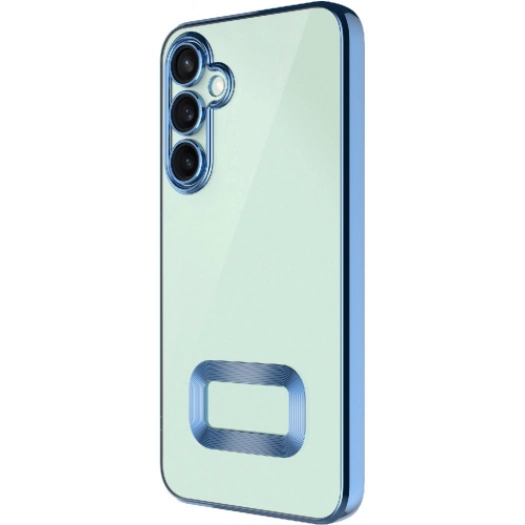 Samsung Galaxy A36 Kılıf Kamera Lens Korumalı Şeffaf Renkli Logo Gösteren Parlak Kapak - Mavi