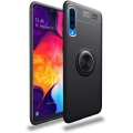 Samsung Galaxy A50 Kılıf Renkli Silikon Yüzüklü Standlı Auto Focus Ravel Kapak - Siyah