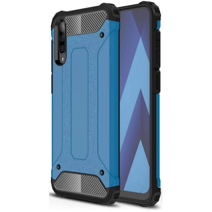 Samsung Galaxy A50 Kılıf Zırhlı Tank Crash Silikon Kapak - Mavi