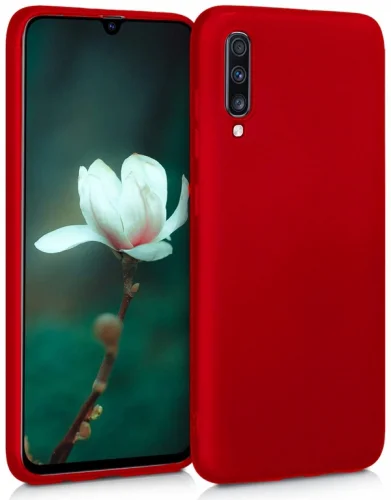 Samsung Galaxy A50 Kılıf İnce Mat Esnek Silikon - Kırmızı
