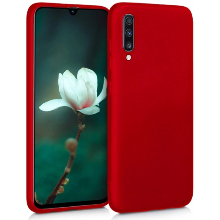 Samsung Galaxy A50 Kılıf İnce Soft Mat Renkli Esnek Silikon Kapak - Kırmızı