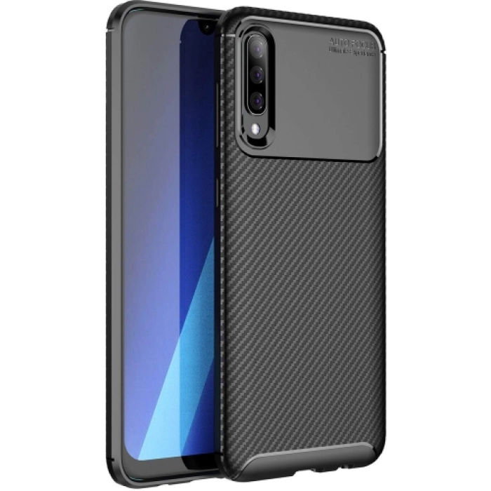 Samsung Galaxy A50 Kılıf Silikon Parmak İzi Bırakmayan Karbon Soft Negro Kapak - Siyah