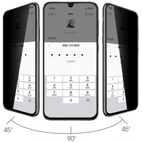 Samsung Galaxy A50 Kırılmaz Cam 5D Ekran Koruyucu Karartmalı Hayalet Cam Privacy Tam Kapatan - Siyah