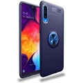 Samsung Galaxy A50s Kılıf Renkli Silikon Yüzüklü Standlı Auto Focus Ravel Kapak - Mavi