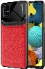 Samsung Galaxy A51 Kılıf Deri Görünümlü Emiks Kapak - Kırmızı