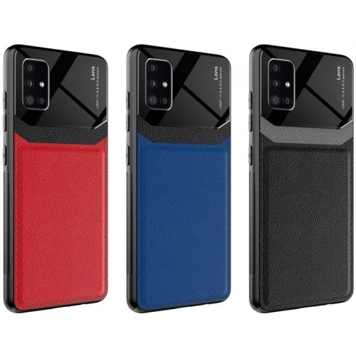 Samsung Galaxy A51 Kılıf Deri Görünümlü Emiks Kapak - Siyah