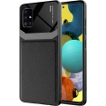 Samsung Galaxy A51 Kılıf Deri Görünümlü Emiks Kapak - Siyah