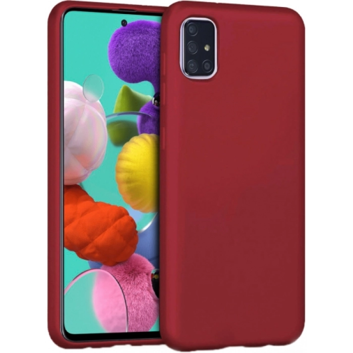 Samsung Galaxy A51 Kılıf İnce Soft Mat Renkli Esnek Silikon Kapak - Kırmızı
