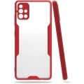 Samsung Galaxy A51 Kılıf Renkli Silikon Kamera Lens Korumalı Şeffaf Parfe Kapak - Kırmızı