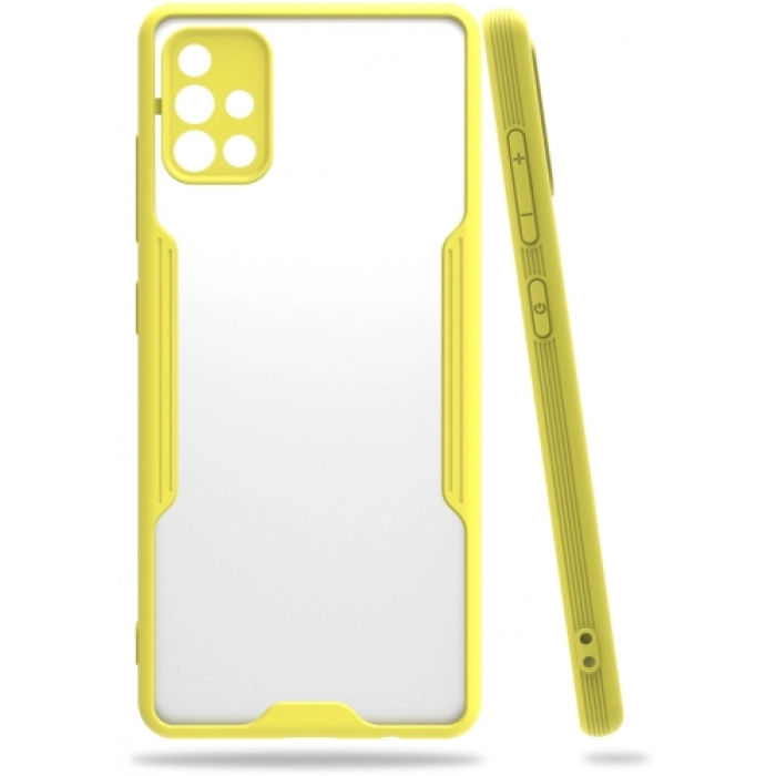 Samsung Galaxy A51 Kılıf Renkli Silikon Kamera Lens Korumalı Şeffaf Parfe Kapak - Sarı