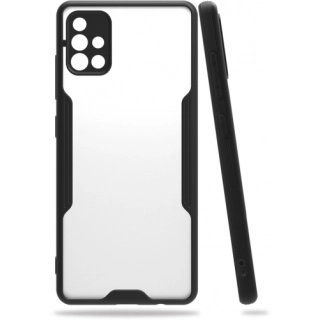 Samsung Galaxy A51 Kılıf Renkli Silikon Kamera Lens Korumalı Şeffaf Parfe Kapak - Siyah