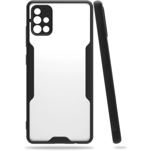 Samsung Galaxy A51 Kılıf Renkli Silikon Kamera Lens Korumalı Şeffaf Parfe Kapak - Siyah