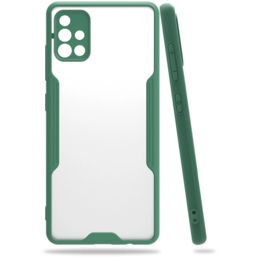 Samsung Galaxy A51 Kılıf Renkli Silikon Kamera Lens Korumalı Şeffaf Parfe Kapak - Yeşil