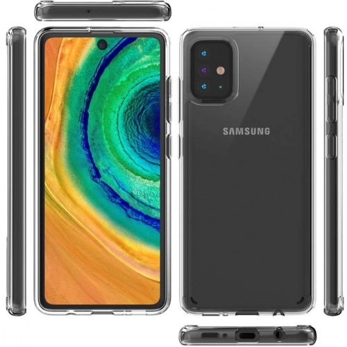 Samsung Galaxy A51 Kılıf Korumalı Kenarları Silikon Arkası Sert Coss Kapak  - Şeffaf