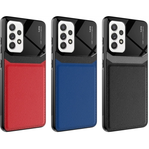 Samsung Galaxy A52 Kılıf Deri Görünümlü Emiks Kapak - Siyah