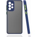 Samsung Galaxy A52 Kılıf Kamera Korumalı Arkası Şeffaf Mat Silikon Kapak - Lacivert