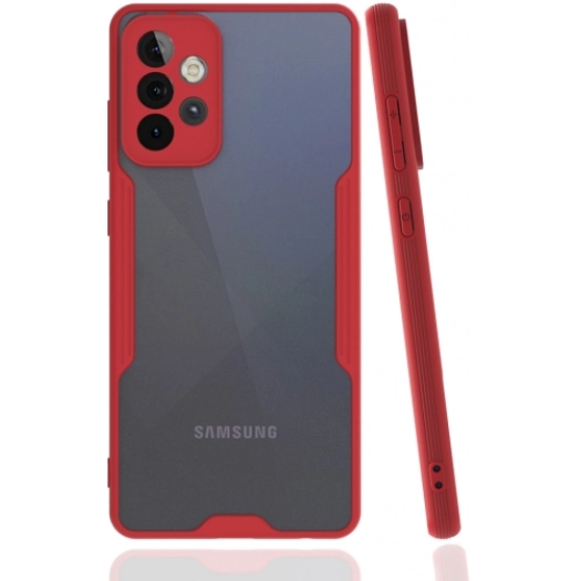 Samsung Galaxy A52 Kılıf Renkli Silikon Kamera Lens Korumalı Şeffaf Parfe Kapak - Kırmızı