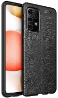 Samsung Galaxy A52 Kılıf Deri Görünümlü Parmak İzi Bırakmaz Niss Silikon - Siyah