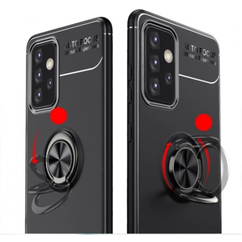 Samsung Galaxy A52s Kılıf Renkli Silikon Yüzüklü Standlı Auto Focus Ravel Kapak - Kırmızı