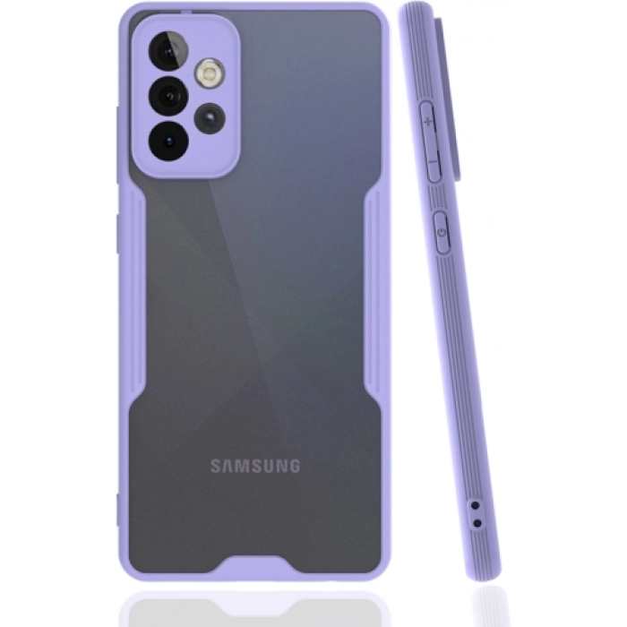 Samsung Galaxy A52s Kılıf Renkli Silikon Kamera Lens Korumalı Şeffaf Parfe Kapak - Lila
