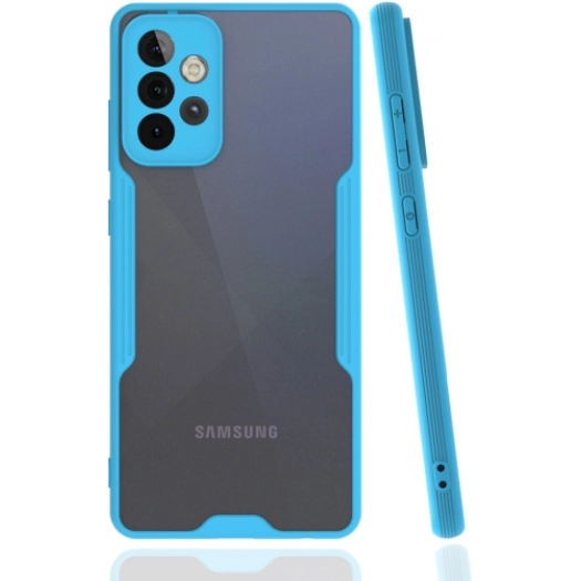 Samsung Galaxy A52s Kılıf Renkli Silikon Kamera Lens Korumalı Şeffaf Parfe Kapak - Mavi