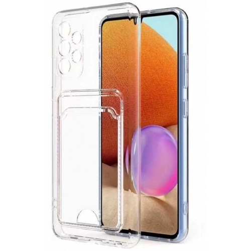 Samsung Galaxy A52s Kılıf Kartlıklı Şeffaf Esnek Silikon Kamera Korumalı