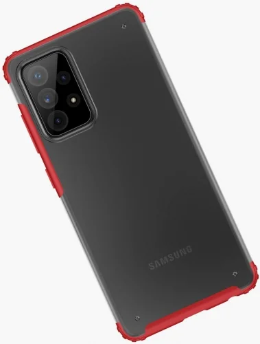 Samsung Galaxy A52s Kılıf Volks Serisi Kenarları Silikon Arkası Şeffaf Sert Kapak - Kırmızı