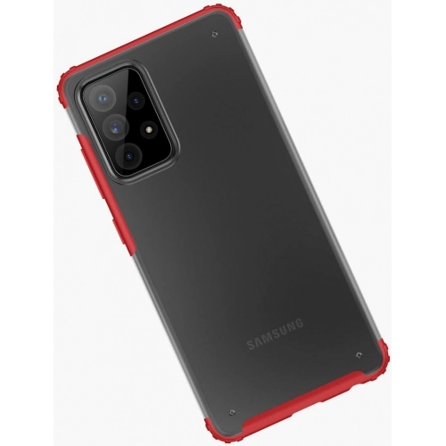 Samsung Galaxy A52s Kılıf Volks Serisi Kenarları Silikon Arkası Şeffaf Sert Kapak - Kırmızı