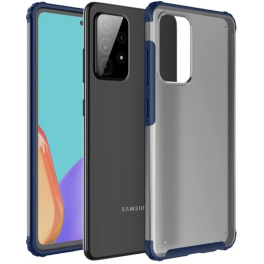 Samsung Galaxy A52s Kılıf Volks Serisi Kenarları Silikon Arkası Şeffaf Sert Kapak - Lacivert