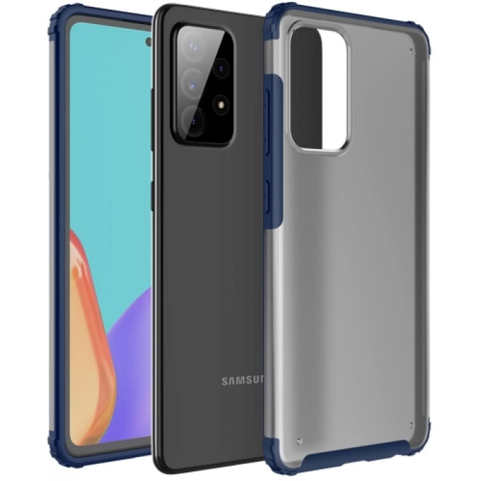 Samsung Galaxy A52s Kılıf Volks Serisi Kenarları Silikon Arkası Şeffaf Sert Kapak - Lacivert