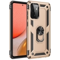 Samsung Galaxy A52s Kılıf Silikon Zırhlı Standlı Yüzüklü Mıknatıslı Tank Kapak - Gold