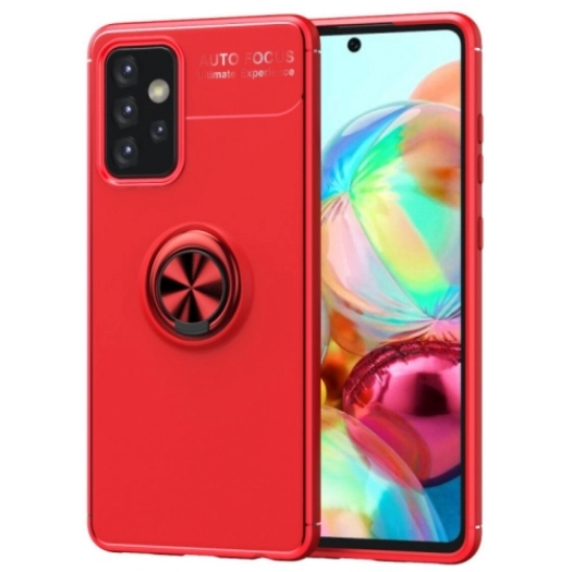 Samsung Galaxy A53 Kılıf Renkli Silikon Yüzüklü Standlı Auto Focus Ravel Kapak - Kırmızı