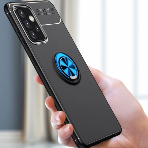 Samsung Galaxy A53 Kılıf Renkli Silikon Yüzüklü Standlı Auto Focus Ravel Kapak - Kırmızı - Siyah