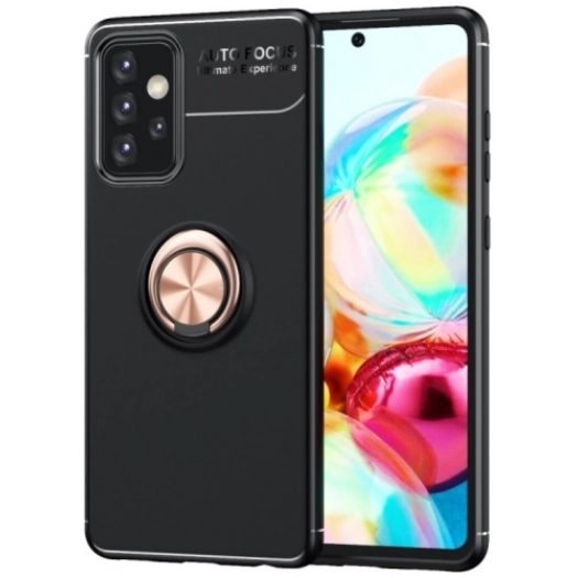 Samsung Galaxy A53 Kılıf Renkli Silikon Yüzüklü Standlı Auto Focus Ravel Kapak - Rose Gold