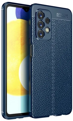 Samsung Galaxy A53 Kılıf Deri Görünümlü Parmak İzi Bırakmaz Niss Silikon - Lacivert