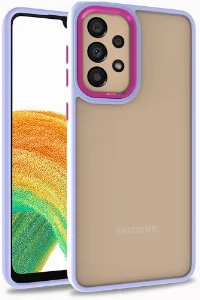 Samsung Galaxy A53 Kılıf Electro Silikon Renkli Flora Kapak - Lila
