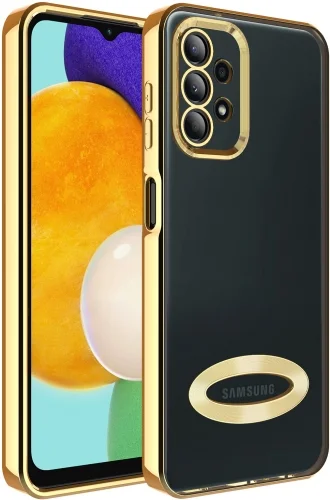Samsung Galaxy A53 Kılıf Kamera Korumalı Silikon Logo Açık Omega Kapak - Gold