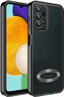 Samsung Galaxy A53 Kılıf Kamera Korumalı Silikon Logo Açık Omega Kapak - Siyah