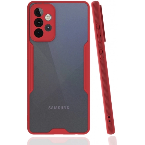 Samsung Galaxy A53 Kılıf Renkli Silikon Kamera Lens Korumalı Şeffaf Parfe Kapak - Kırmızı