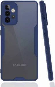 Samsung Galaxy A53 Kılıf Kamera Lens Korumalı Arkası Şeffaf Silikon Kapak - Lacivert