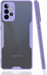Samsung Galaxy A53 Kılıf Kamera Lens Korumalı Arkası Şeffaf Silikon Kapak - Lila