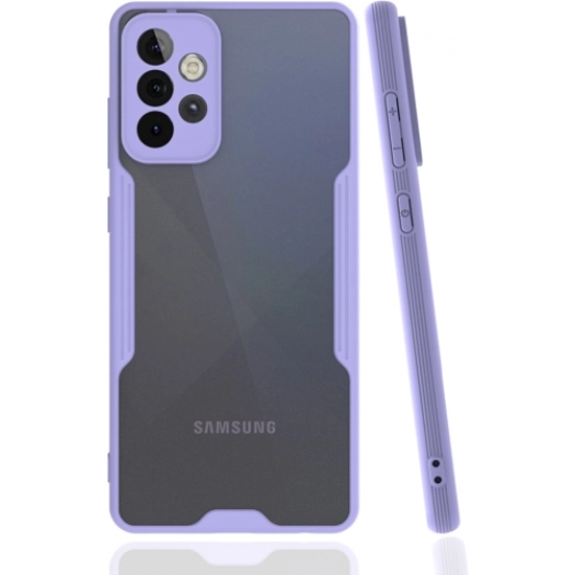 Samsung Galaxy A53 Kılıf Renkli Silikon Kamera Lens Korumalı Şeffaf Parfe Kapak - Lila