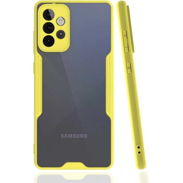 Samsung Galaxy A53 Kılıf Renkli Silikon Kamera Lens Korumalı Şeffaf Parfe Kapak - Sarı