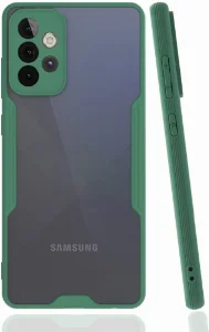 Samsung Galaxy A53 Kılıf Kamera Lens Korumalı Arkası Şeffaf Silikon Kapak - Yeşil