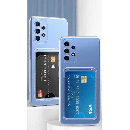 Samsung Galaxy A53 Kılıf Kartlıklı Şeffaf Esnek Silikon Kamera Korumalı