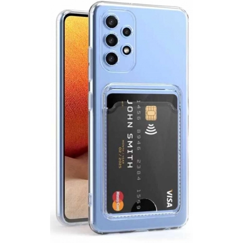 Samsung Galaxy A53 Kılıf Kartlıklı Şeffaf Esnek Silikon Kamera Korumalı