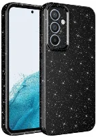Samsung Galaxy A54 Kılıf Kamera Korumalı Simli Lüks Zore Koton Kapak - Siyah