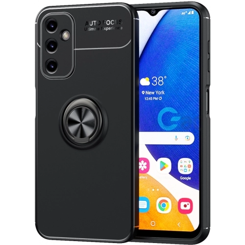 Samsung Galaxy A54 Kılıf Renkli Silikon Yüzüklü Standlı Auto Focus Ravel Kapak - Siyah