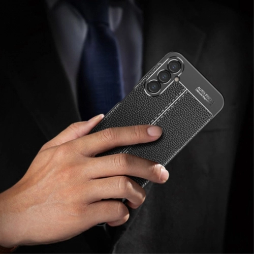 Samsung Galaxy A54 Kılıf Deri Görünümlü Lüks Parmak İzi Bırakmaz Niss Silikon Kapak - Lacivert